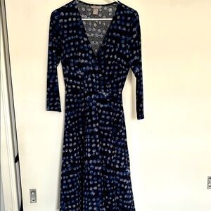 Blue Wrap Tie Front Sheath Dress